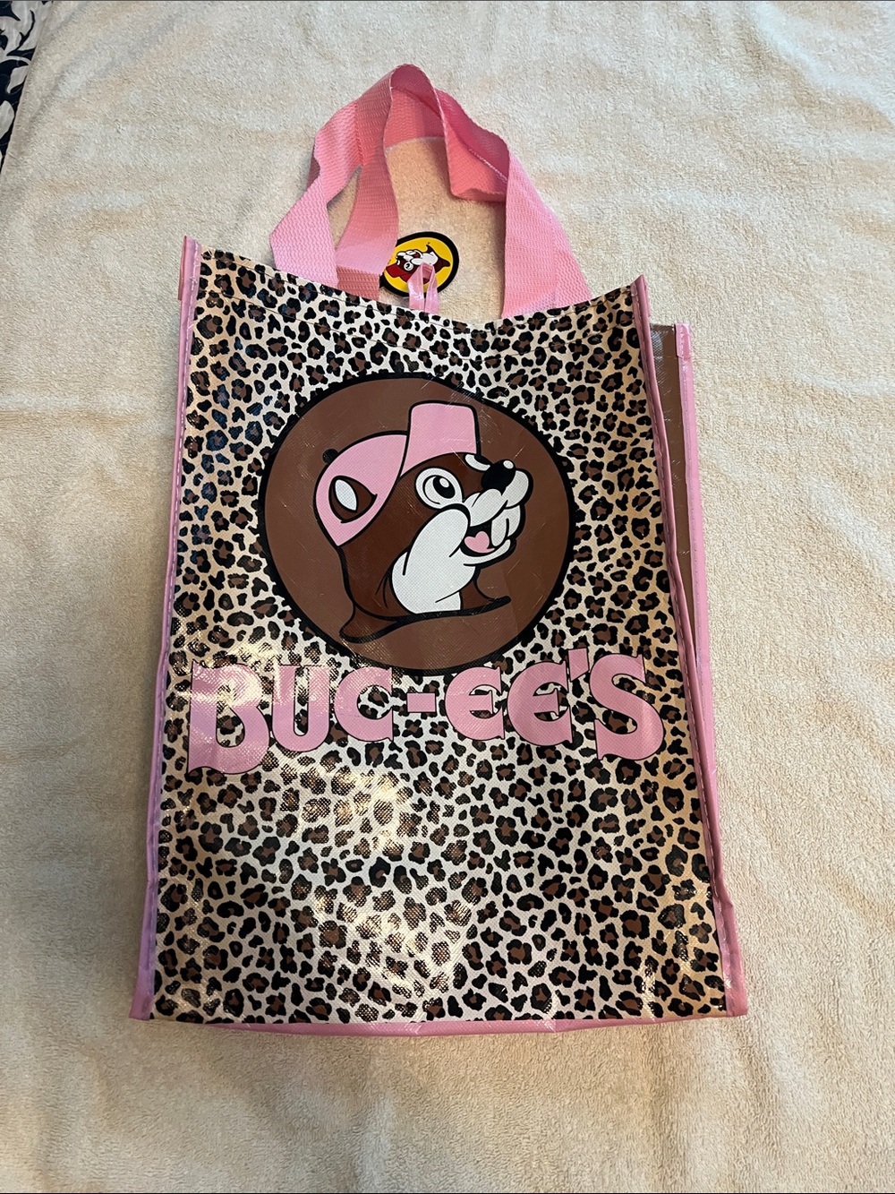 Buc-ee's Pink Leopard Reusable Tote Bag